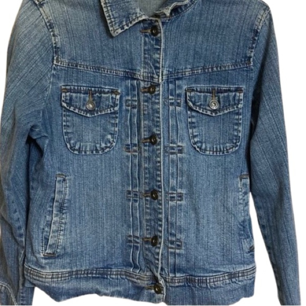 St John's Bay blue denim jacket button down in size large